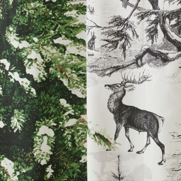 H&M Christmas Tree Printed Canvas Curtain Panel NEW - Picture 4 of 6